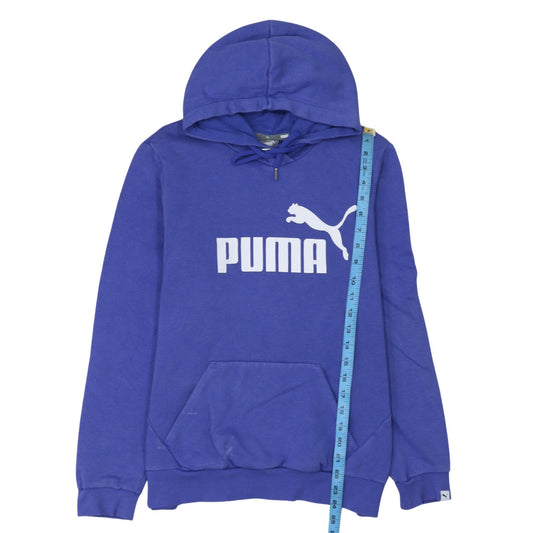 Puma Women Blue Hooded Pullover Hoodie Size 16 Logo Print