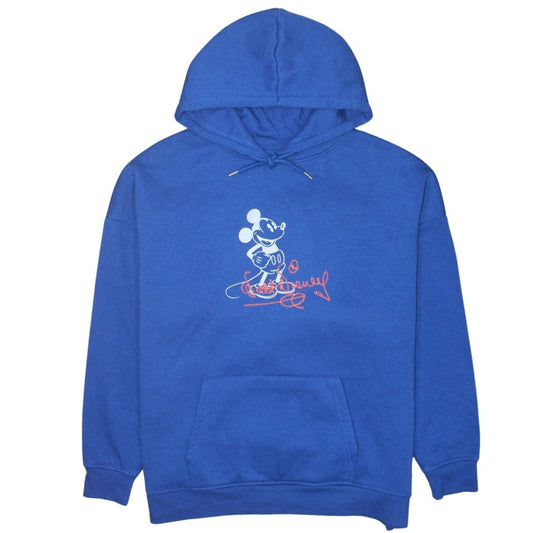 Front view of Primark Disney Blue Mickey Mouse unisex hoodie, size S, pullover fleece