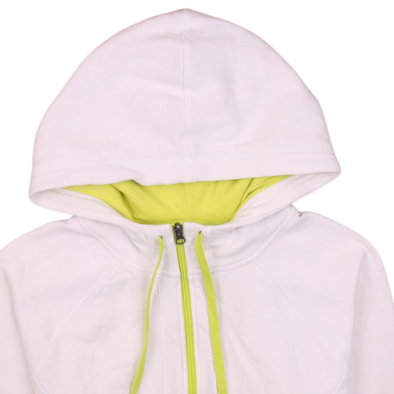 Brand and care label for Champion women’s white full zip hoodie xl cotton blend