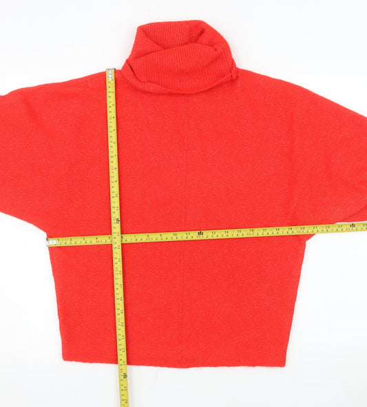 F&F Women's Red Roll Neck Long Sleeve Knit Jumper XS