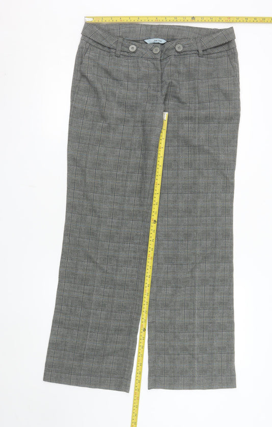 Red Herring Women's Grey Check Straight Leg Trousers Size 12