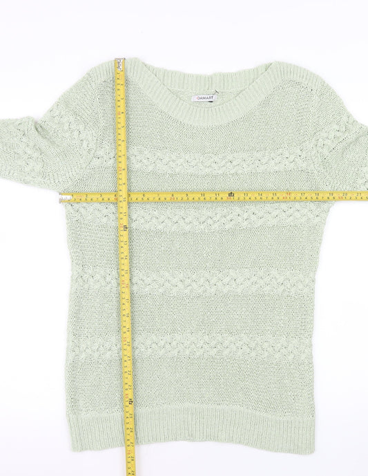 Damart Womens Green Cable-Knit Crew Neck Jumper Size 18