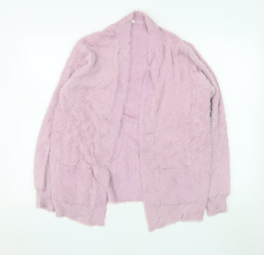 Next Girls Pink Fluffy Soft Jacket 15 Years Faux Fur Feel Open Front