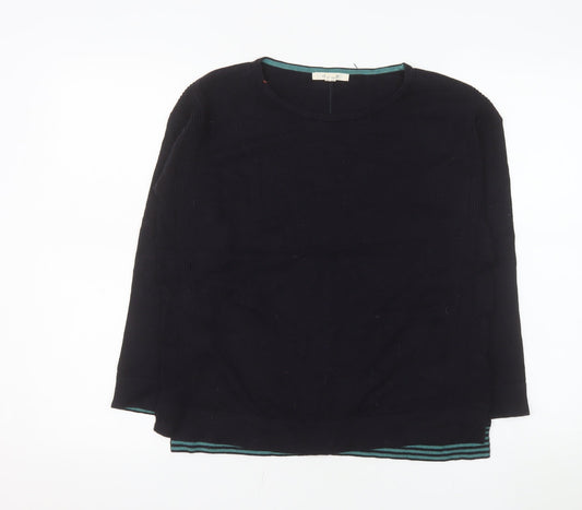White Stuff Women's Black Cotton Blend Crew Neck Jumper Size 10