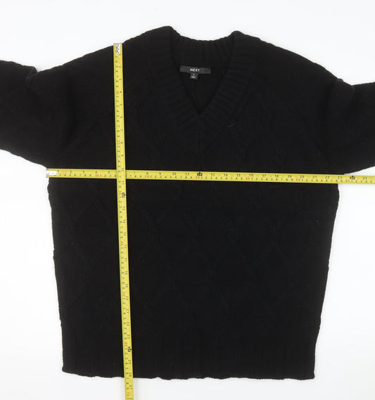 Next Men’s Black Cable Knit V-Neck Jumper Size S Regular Fit