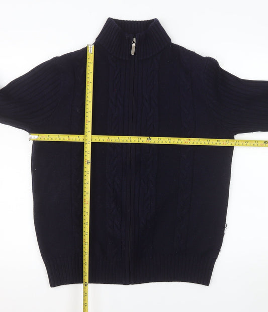 Bäumler Men’s Blue Wool Blend Full Zip Knit Jacket L