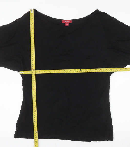 Monsoon Womens Black Size 16 Basic Modal Short Sleeve Blouse