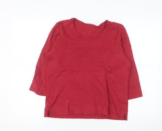 Additional front view of Cotswold Collections Women’s Red 3/4 Sleeve Cotton T-Shirt S