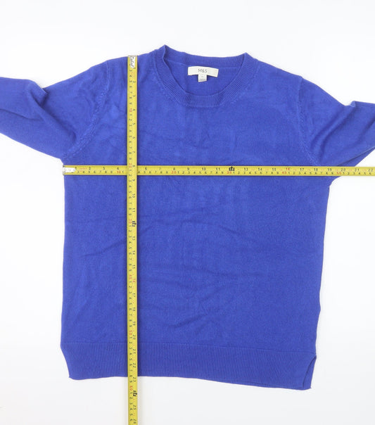 Marks and Spencer Womens Blue Size 12 Crew Neck Acrylic Jumper