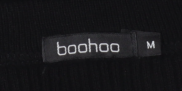 Boohoo Women's Black Ribbed Midi Button Pencil Skirt Size M