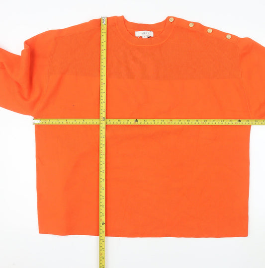 Marks and Spencer Women's Orange XL Button Shoulder Jumper
