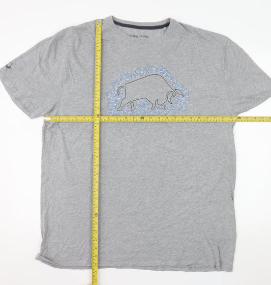 Raging Bull Men's Grey 2XL Graphic Bull Cotton T-Shirt