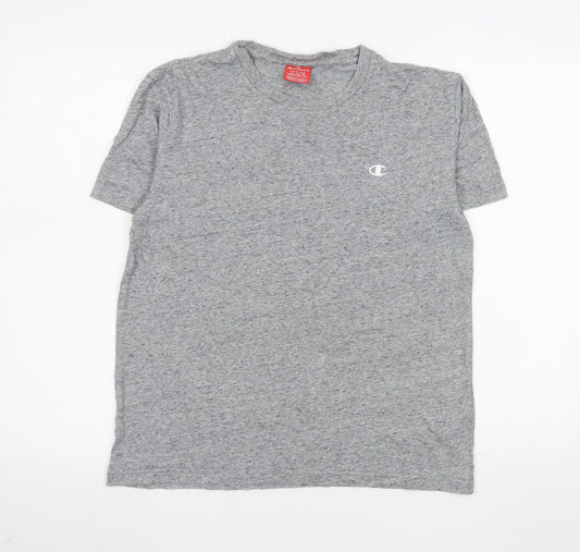 Champion Women Grey Basic Cotton T-Shirt M Short Sleeve Casual