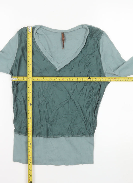 Language Los Angeles Women’s Green V-Neck Long Sleeve Blouse Size M