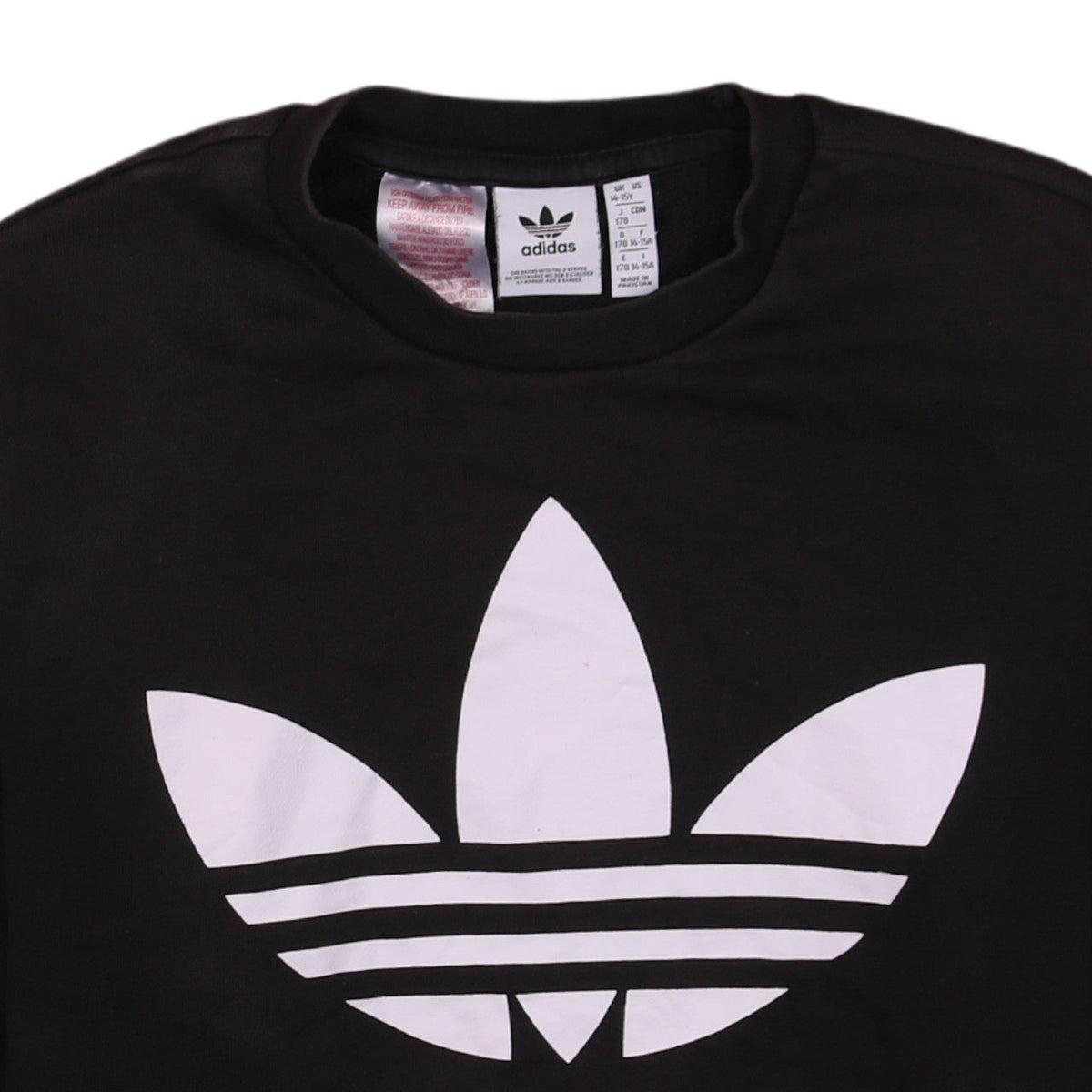 Adidas Boys Black Crew Neck Logo Pullover Sweatshirt 14-15 Years