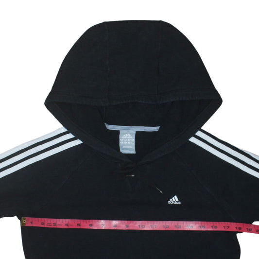 Adidas Women's Black Pullover Hoodie Size 14 with White Stripes