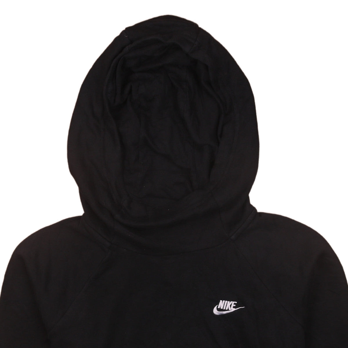Brand and care label for Nike Men's Black Pullover Hoodie M Fleece Logo Sweatshirt