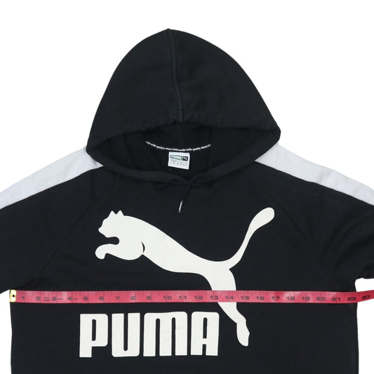 Puma Women's Black Logo Pullover Hoodie Size 14 Lined Cotton Blend