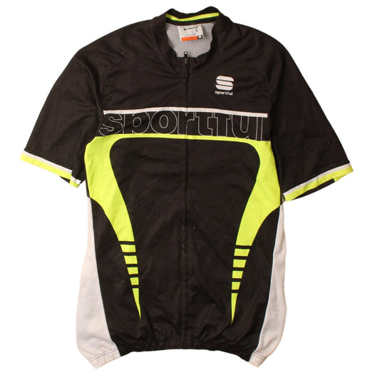 Sportful Men's Black Cycling Jersey L Short Sleeve Full Zip Top