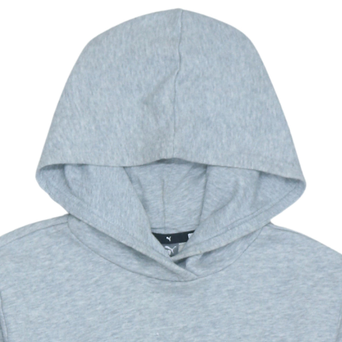 Brand and care label for Puma boys’ grey pullover hoodie xl 15-16 years logo print cotton blend