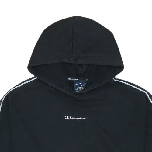 Additional view of Champion Men's Black Small Pullover Hoodie with Logo Tape Detail
