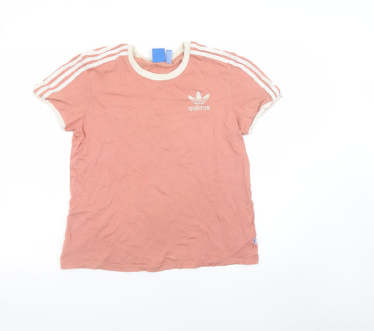 Adidas Womens Pink Ringer T-Shirt Size 8 Casual Cotton