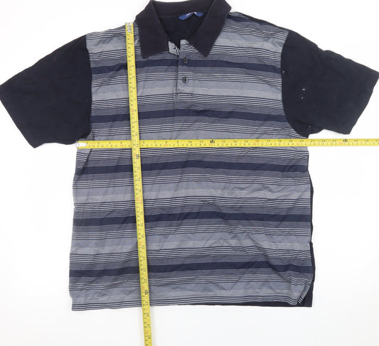 Westrock Men's Blue Striped Cotton Polo Shirt Size M