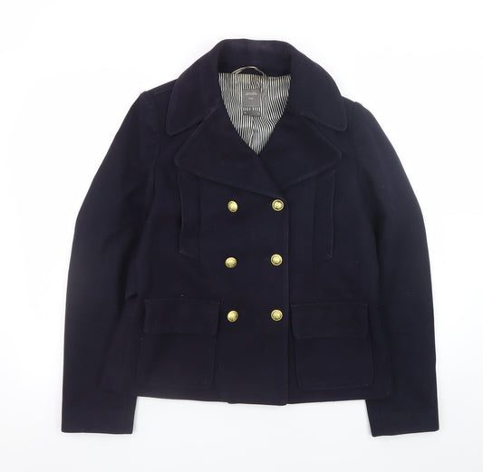 Gap Women's Blue Wool Pea Coat Jacket Medium Lined Double Breasted