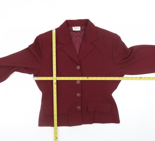 TAGG Women's Red Size 14 Blazer Jacket Single-Breasted Workwear