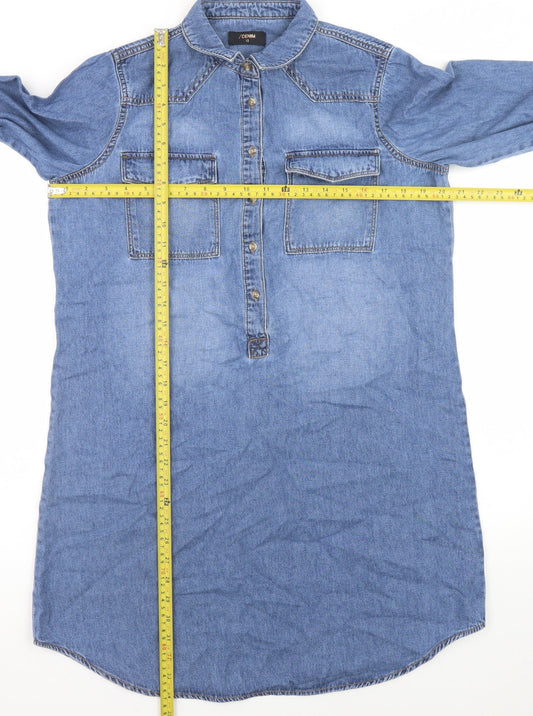 /DENIM Women Blue Size 12 Long Sleeve Shirt Dress