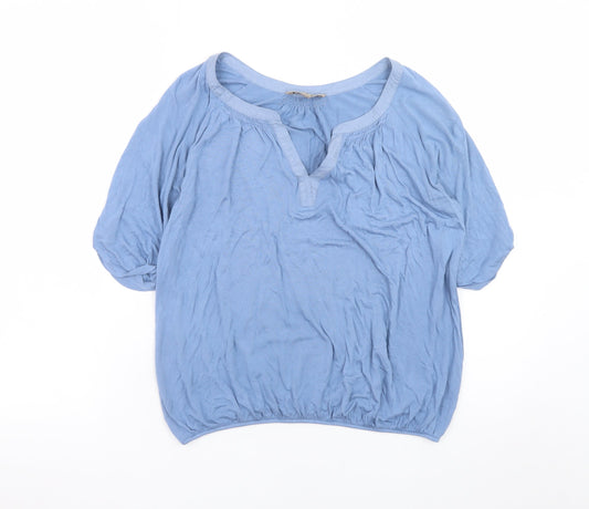 Jigsaw Women's Blue V-Neck Short Sleeve Tunic Blouse Size S