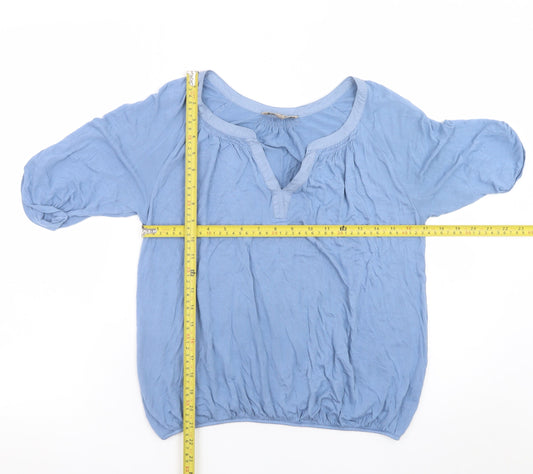 Jigsaw Women's Blue V-Neck Short Sleeve Tunic Blouse Size S