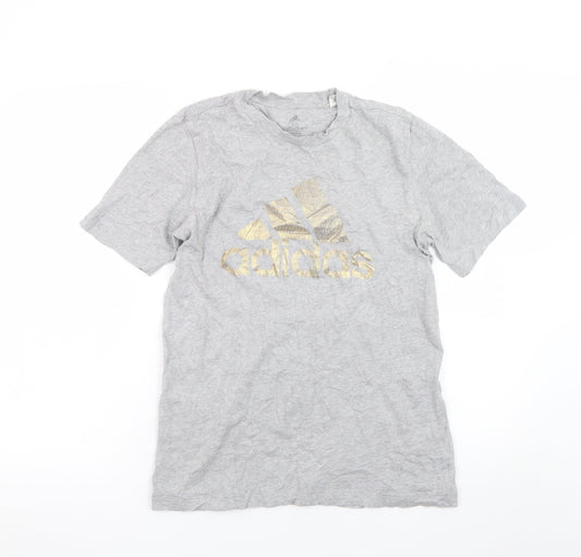 Additional front view of Adidas women’s grey xs basic leeds united t-shirt