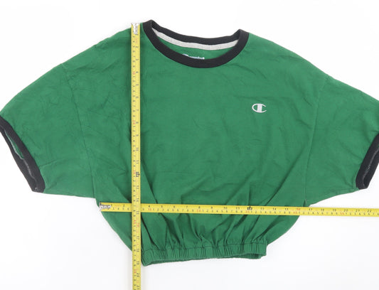 Champion Women's Green Cropped Relaxed Fit T-Shirt XL