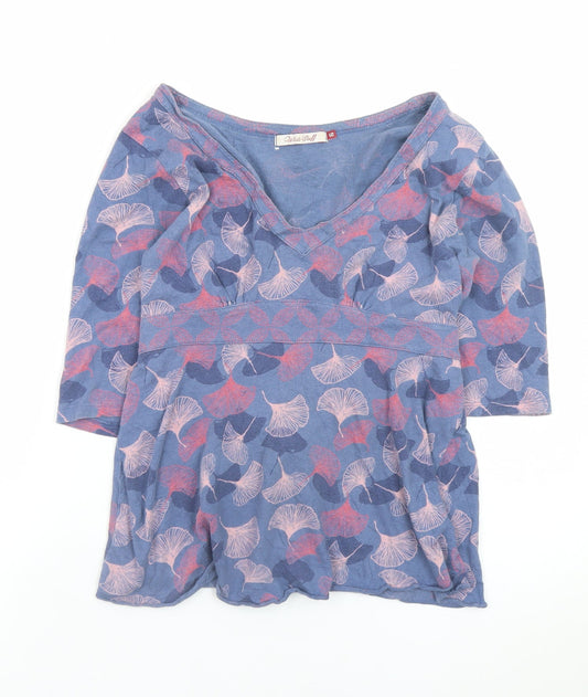 Additional front view of White Stuff women’s blue floral tunic blouse, size UK 12