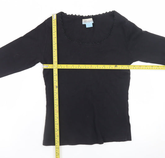 Monsoon Women Black Long Sleeve Cotton Jersey Top Size 12