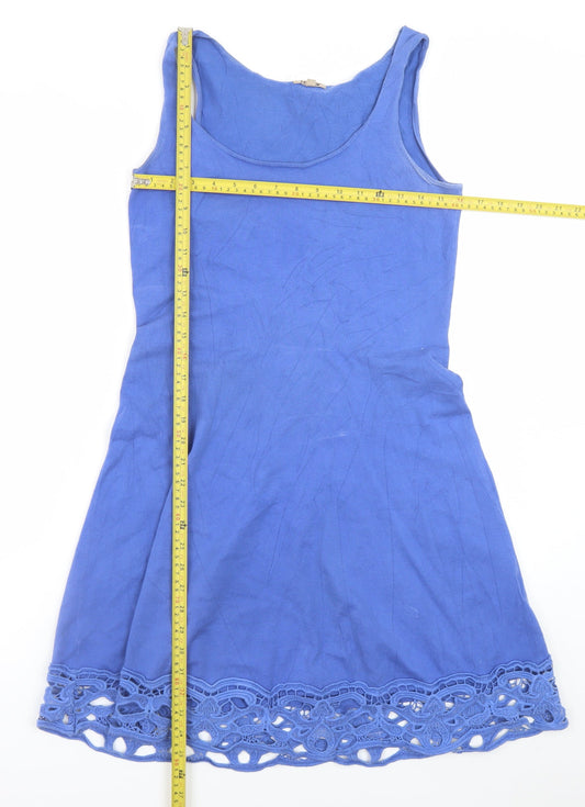 Jigsaw Blue Cotton Blend Sleeveless Tank Dress Women M