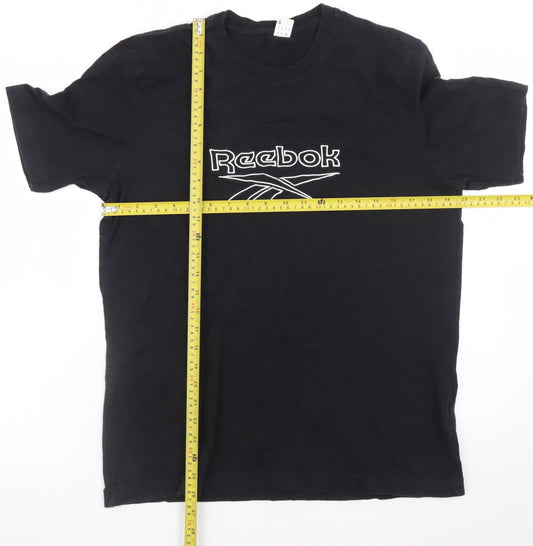 Reebok Men's Black Cotton Crew Neck Short Sleeve T-Shirt S