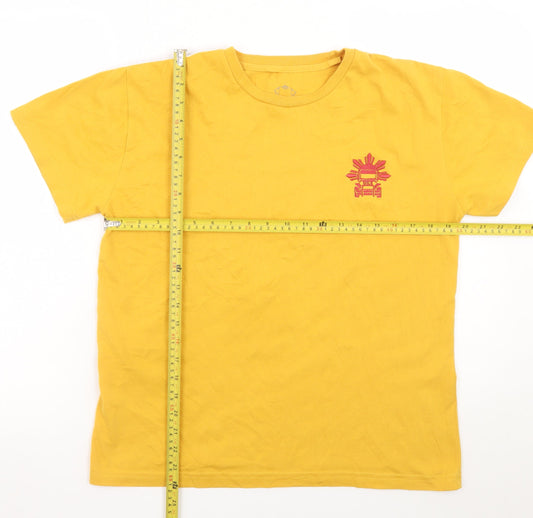 Kamisa by Kultura Men’s Yellow Patriotic Embroidered T-Shirt Medium