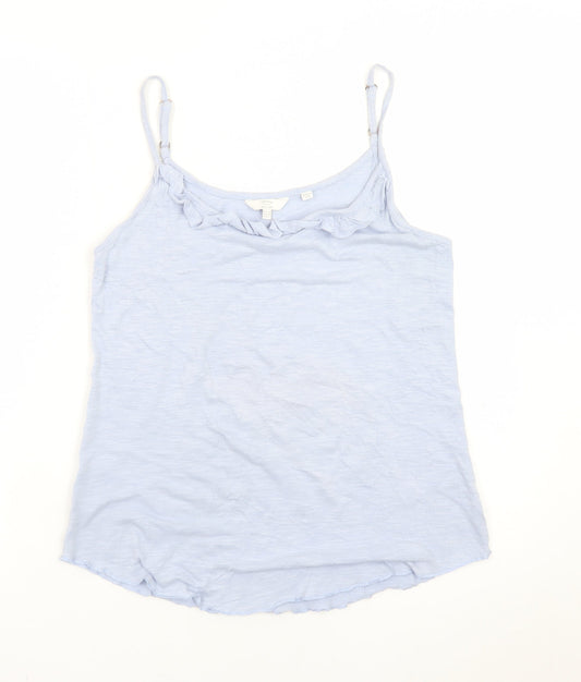 Fatface Women's Blue Cotton Ruffle Camisole Tank Top Size 10