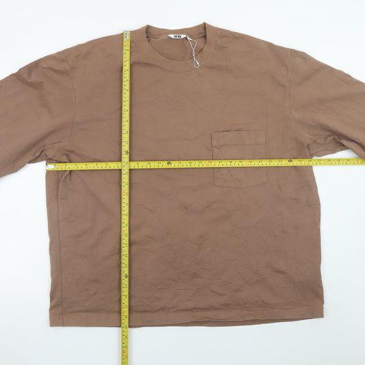 Uniqlo Men’s Brown 3XL Long Sleeve Crew Neck Cotton T-Shirt