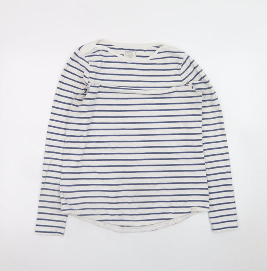 FatFace Womens White Navy Striped Classic Jersey Long Sleeve T-Shirt Size 10
