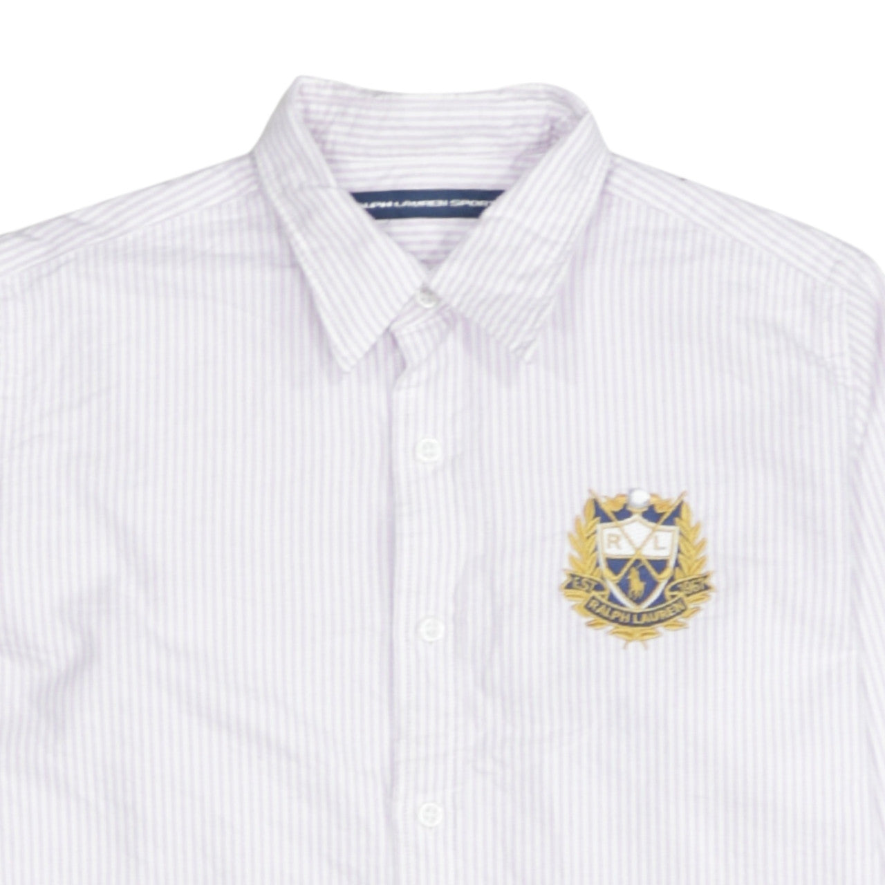Ralph Lauren Sport Women's White Striped Cotton Button-Up Shirt Size 8