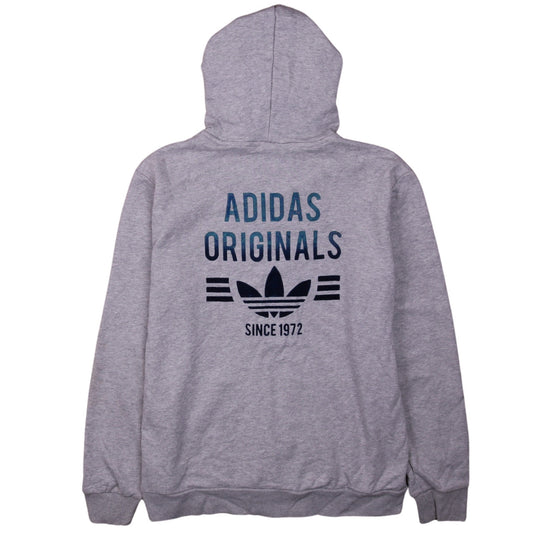 Adidas Boys Grey Full Zip Hoodie 13-14 Years Regular Fit Logo Hooded Sweatshirt