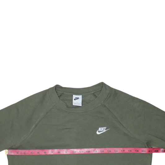 Nike Womens Khaki Green Crew Neck Sweatshirt Small Cotton Blend