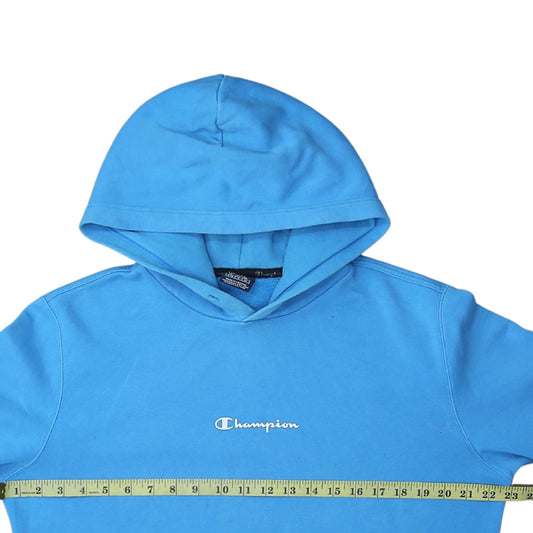 Champion Men's Blue Pullover Hoodie Large Logo Fleece Sweatshirt