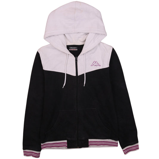 Additional front view of Kappa women’s black white full zip hoodie xl casual sweatshirt