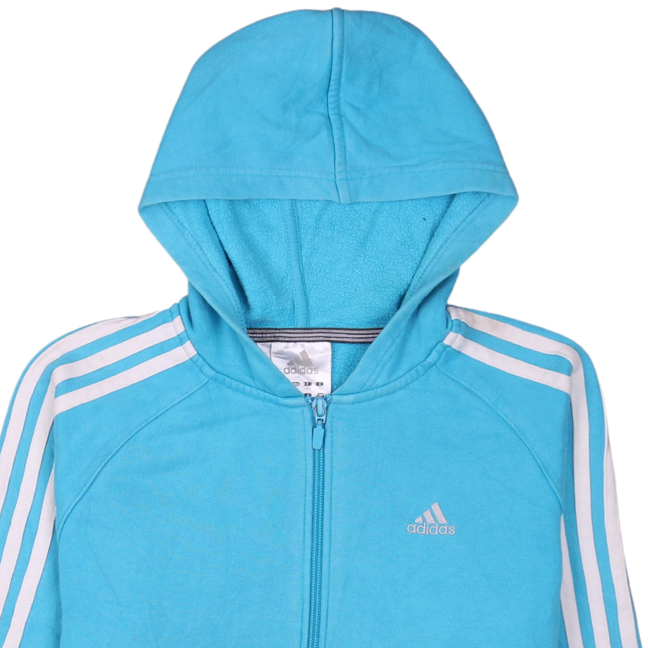 Brand and care label for Adidas Teens Blue Full Zip Hoodie 164 Logo Sportswear