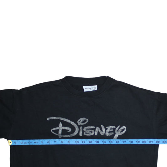Disney Women's Black Glitter Logo Pullover Sweatshirt Size 10/12