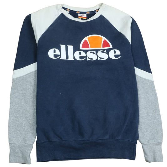 Additional front view of Ellesse women’s blue colourblock logo sweatshirt, size UK 10